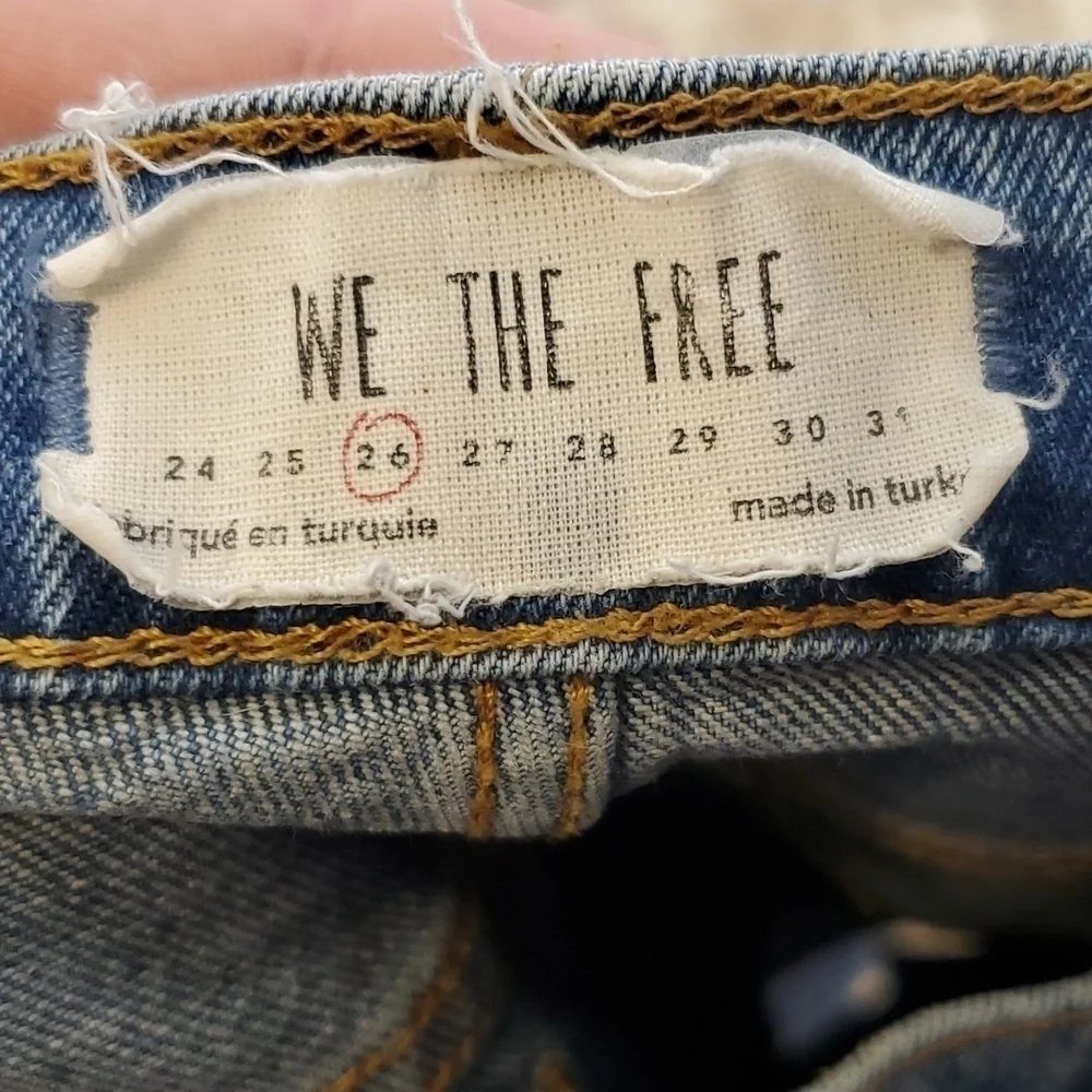 We The Free Skinny Jeans Ripped Knee Raw Hem High Rise Ankle Button Fly Women 26